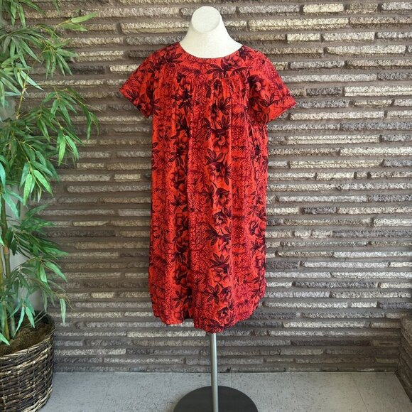 Hawaiian Vintage 60s Red Floral Muumuu Fashions by Tina Waikiki Dress - Picture 6 of 7